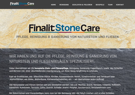 Webseite f&uumlr die Hamburger Filiale eines der weltgrößten Herstellers von Natursteinpflegeprodukten.